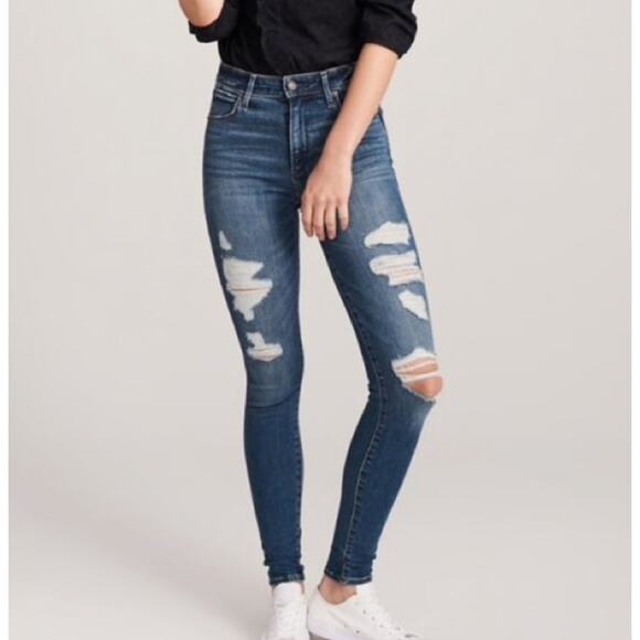 Abercrombie & Fitch Simone Distressed High Rise Super Skinny Jeans Size 26 / 2 - Picture 1 of 8
